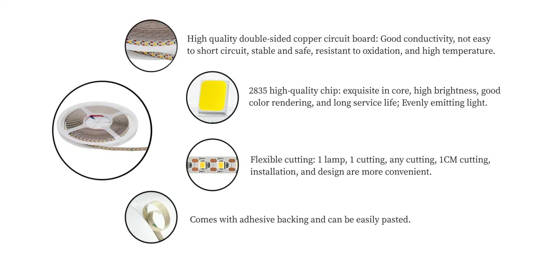 Arbitrary Clipping 2835 24V Ra>95 Kitchen Cabinets Light High Brightness Flexible LED Strip